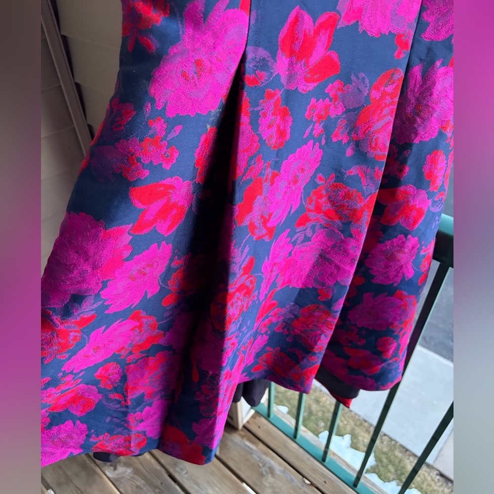 🆕🌸 Adrianna Papell Navy Multi Floral Jacquard Dress Size 8,14 Evening Cocktail - Picture 10 of 17